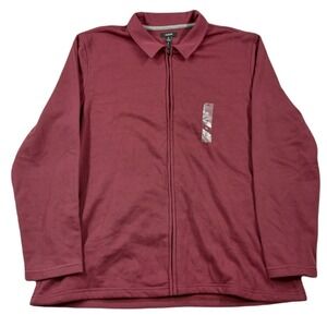 Alfani Zip-Front Sweater Jacket Mens XL Maroon‎ Banner Cotton Blend NEW
